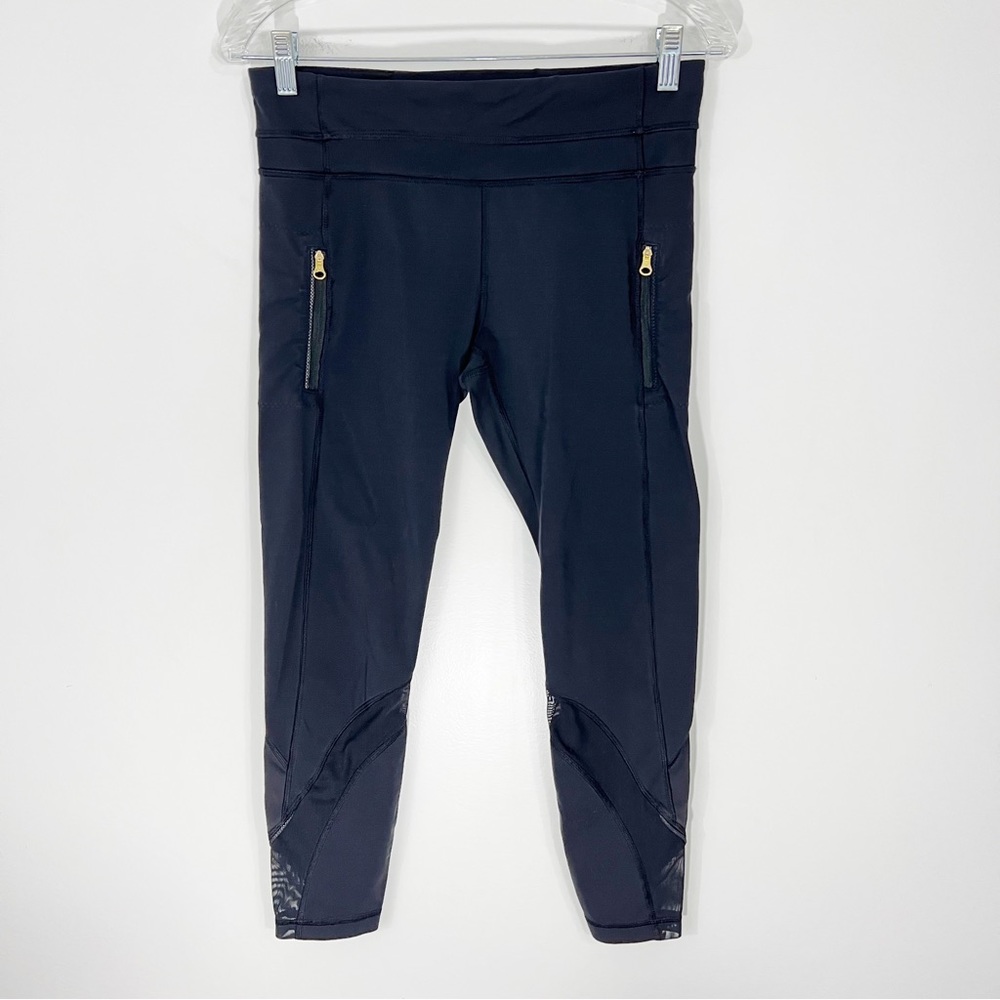 Lululemon Inspire Tight Black Rare Gold Zipper Hardware Discontinued Crop